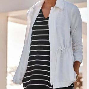 J. Jill Wearever Collection Draw Cord Jacket In White Size XL